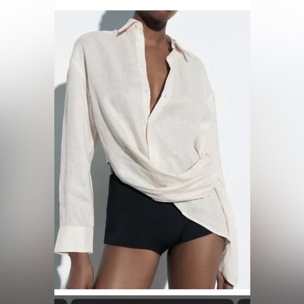 ZARA LINEN ASYMMETRIC SHIRT